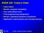 ENGR 330: Todays Class
