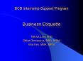 BCB Internship Support Program Business Etiquette PowerPoint PPT Presentation