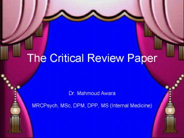 The Critical Review Paper