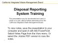 Overview Training: Disposal Reporting System (DRS) PowerPoint PPT Presentation