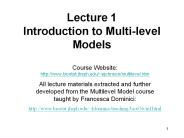 Lecture 1 Introduction to Multi-level Models