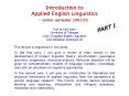 Introduction to Applied English Linguistics winter semester 200203 PowerPoint PPT Presentation