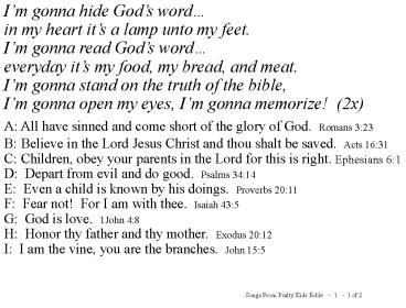 Im gonna hide Gods word