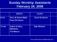 Sunday Worship Assistants February 24, 2008 PowerPoint PPT Presentation