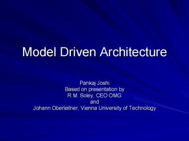Model Driven Architecture