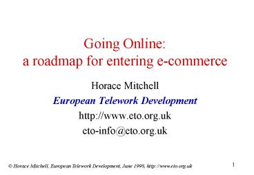 Going Online: a roadmap for entering ecommerce