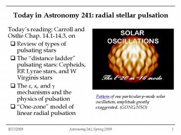 Today in Astronomy 241: radial stellar pulsation