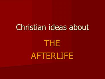 Christian ideas about