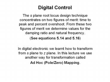 Digital Control