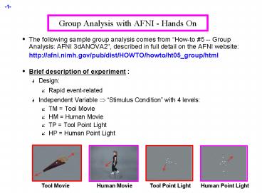 Group Analysis with AFNI Hands On