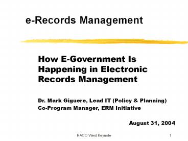 How E-Government Is Happening in Electronic Records Management