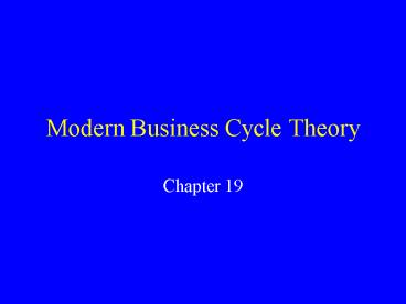 Modern Business Cycle Theory