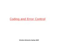 Coding and Error Control