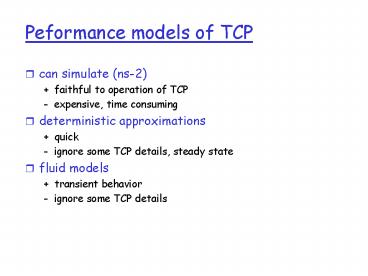 Peformance models of TCP presentation | free to download