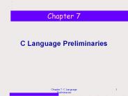 C Language Preliminaries