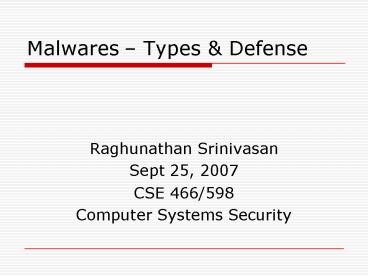 Malwares Types