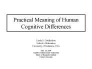 Practical Meaning of Human Cognitive Differences