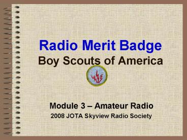 Radio Merit Badge Boy Scouts of America