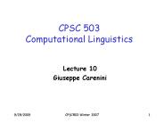 CPSC 503 Computational Linguistics
