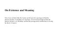On Existence and Meaning PowerPoint PPT Presentation