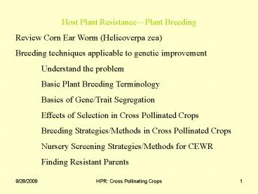 Host Plant ResistancePlant Breeding