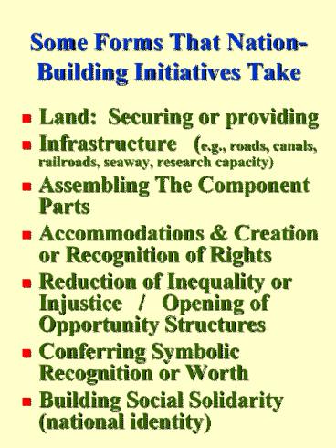 Some Forms That Nation-Building Initiatives Take