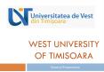 West University of Timisoara PowerPoint PPT Presentation