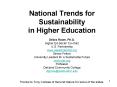 National Trends for Sustainability in Higher Education Debra Rowe, Ph.D. Higher Ed Sector Cochair U. PowerPoint PPT Presentation