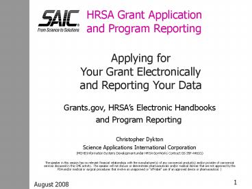 HRSA Grant Application and Program Reporting