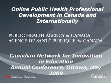 Online Public Health Professional Development in Canada and Internationally