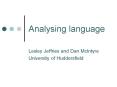 Analysing language PowerPoint PPT Presentation