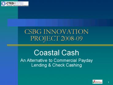 CSBG INNOVATION PROJECT 200809