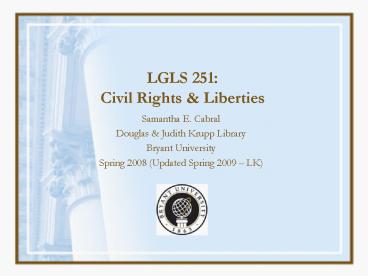 LGLS 251: Civil Rights