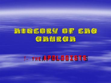 HISTORY OF THE CHURCH