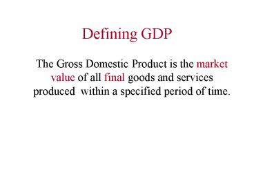 Defining GDP