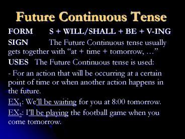 Future Continuous Tense