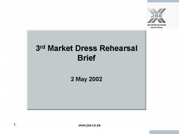 3rd Market Dress Rehearsal Brief