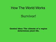 How The World Works Survivor