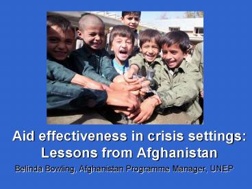 Aid effectiveness in crisis settings: Lessons from Afghanistan