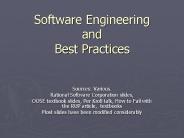 Software Engineering and Best Practices