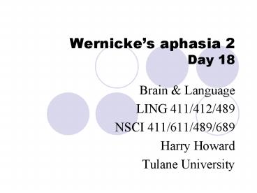 Wernickes aphasia 2 Day 18