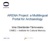 ARENA Project: a Multilingual Portal for Archaeology