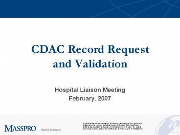 CDAC Record Request and Validation