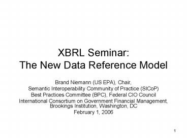 XBRL Seminar: The New Data Reference Model