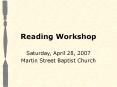Reading Workshop PowerPoint PPT Presentation