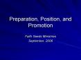 Preparation, Position, and Promotion PowerPoint PPT Presentation