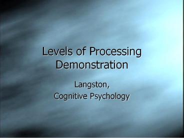 Levels of Processing Demonstration