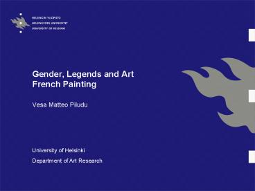 Gender, Legends and Art French Painting