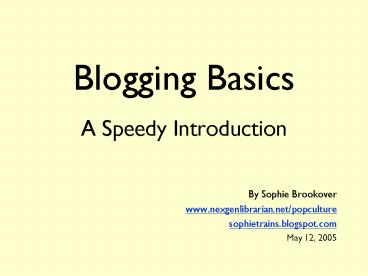 Blogging Basics