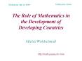 The Role of Mathematics in the Development of Developing Countries PowerPoint PPT Presentation
